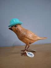 Load image into Gallery viewer, DCUK Wooden Garden Bird In Turquoise Hat Named COCO