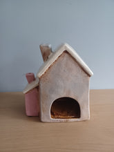 Load image into Gallery viewer, Village Pottery Pink and Grey Two House Tea Light Gift NEW RANGE