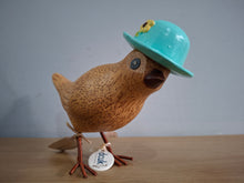 Load image into Gallery viewer, DCUK Wooden Garden Bird In Turquoise Hat Named ELSIE