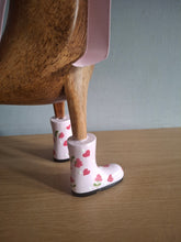 Load image into Gallery viewer, DCUK Wooden Duck Named SOPHIA Pink Floral Boots 35cm Free Gift Box