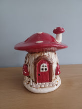 Load image into Gallery viewer, Village Pottery Red Toadstool Mushroom House Tea Light Holder Gift Ornament Decoration NEW