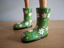 Load image into Gallery viewer, DCUK Wooden Duck Named AMANDA Green Floral Boots 35cm Free Gift Box