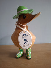 Load image into Gallery viewer, DCUK Green Floral Hat and Boots Ducky Duck Named GLORIA 12cm New
