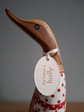 Load image into Gallery viewer, DCUK BAKER DUCKLING Red Heart Apron Wooden Duck Named HOLLY Hand Painted Gift 18cm