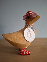 Load image into Gallery viewer, DCUK Red Floral Hat and Boots Ducky Duck Named BEATRIX 12cm New