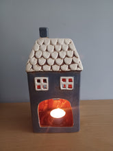 Load image into Gallery viewer, Village Pottery Navy Garden House Tea Light Holder Gift Ornament Decoration 22cm NEW