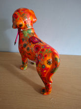 Load image into Gallery viewer, Pomme Pidou SOPHIE LABRADOR DOG Money Box Decoupage Ceramic Piggy Bank With Stopper Orange Floral