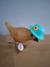 Load image into Gallery viewer, DCUK Wooden Garden Bird In Turquoise Hat Named ELSIE