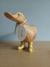 Load image into Gallery viewer, DCUK Wooden Disco Duck GOLD Glitter Welly Boots JERRY