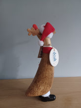 Load image into Gallery viewer, DCUK RUDOLF REINDEER DUCKLING Named IVY With Gift Bag Handpainted Wooden Christmas Duck Ornament Gift 18cm NEW
