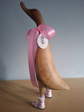 Load image into Gallery viewer, DCUK Wooden Duck Named Ella Pink Floral Boots 35cm Free Gift Box