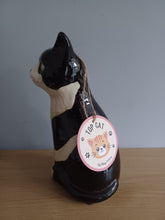 Load image into Gallery viewer, Black and White Cat Kitten Vase Ceramic Top Cat Vase by Village Pottery 20cm Tall NEW