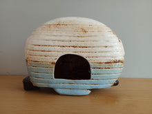 Load image into Gallery viewer, Village Pottery BLUE CARAVAN Tea Light Holder Ceramic Gift 18cm NEW