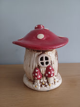 Load image into Gallery viewer, Village Pottery Red Toadstool Mushroom House Tea Light Holder Gift Ornament Decoration NEW
