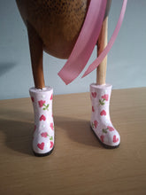 Load image into Gallery viewer, DCUK Wooden Duck Named Ella Pink Floral Boots 35cm Free Gift Box