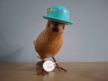 Load image into Gallery viewer, DCUK Wooden Garden Bird In Turquoise Hat Named ELSIE