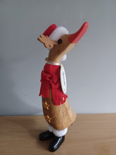 Load image into Gallery viewer, DCUK RUDOLF REINDEER DUCKLING Named IVY With Gift Bag Handpainted Wooden Christmas Duck Ornament Gift 18cm NEW