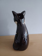 Load image into Gallery viewer, Black and White Cat Kitten Vase Ceramic Top Cat Vase by Village Pottery 20cm Tall NEW