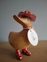Load image into Gallery viewer, DCUK Red Floral Hat and Boots Ducky Duck Named BEATRIX 12cm New