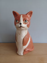 Load image into Gallery viewer, Ginger Tom Cat Vase Ceramic Top Cat Vase by Village Pottery 20cm Tall NEW