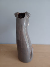 Load image into Gallery viewer, VILLAGE POTTERY TOP DOG VASE CERAMIC GREY AND WHITE SCHNAUZER VASE 26cm