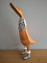 Load image into Gallery viewer, DCUK Alpine Duck Named HOLLY Grey Boots and Scarf Gift 30cm Tall