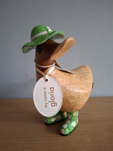 Load image into Gallery viewer, DCUK Green Floral Hat and Boots Ducky Duck Named GLORIA 12cm New