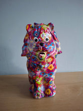 Load image into Gallery viewer, Pomme Pidou MONEY BOX Leo Lion Floral Berry Decoupage Ceramic Gift NEW 19cm