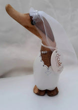 Load image into Gallery viewer, DCUK WOODEN WEDDING DUCK Mr & Mrs Bride and Groom Wedding Duck With FREE New Design Gift Bag. Hand Carved Hand Painted Wedding Gift