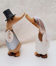 Load image into Gallery viewer, Dcuk Wedding Ducks Mr and Mrs Bride and Groom Duck With Gift Bag Wooden Duckling Gift
