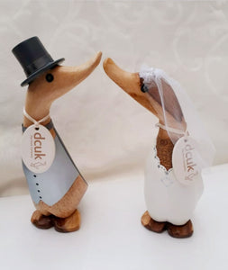 Dcuk Wedding Ducks Mr and Mrs Bride and Groom Duck With Gift Bag Wooden Duckling Gift