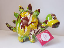 Load image into Gallery viewer, Pomme Pidou ZORC DINOSAUR Camouflage Decoupage Ceramic Money Box Piggy Bank Money Bank With Stopper Collectable Gift 15cm