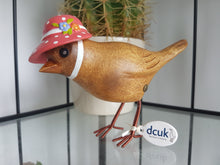 Load image into Gallery viewer, DCUK Wooden Garden Bird With Bird House Named VICKY Gift Box Bonnie Birds Coral Floral Bonnet Hand Carved Hand Painted GIFT Ornament 12cm Tall