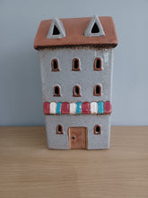 Load image into Gallery viewer, QUAY TRADERS Ceramic Grey House Tea Light Holder Gift 18.5cm NEW