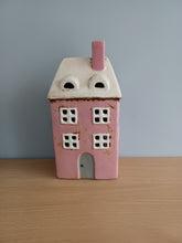 Load image into Gallery viewer, Ceramic Village Pottery Tall Pink House Tea Light Holder Gift Ornament Decoration 25cm