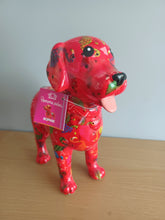 Load image into Gallery viewer, Pomme Pidou SOPHIE LABRADOR DOG Money Box Decoupage Ceramic Piggy Bank With Stopper Red Flamingo Design