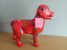 Load image into Gallery viewer, Pomme Pidou SOPHIE LABRADOR DOG Money Box Decoupage Ceramic Piggy Bank With Stopper Red Flamingo Design