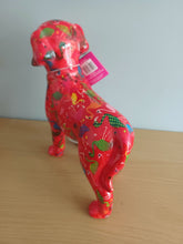 Load image into Gallery viewer, Pomme Pidou SOPHIE LABRADOR DOG Money Box Decoupage Ceramic Piggy Bank With Stopper Red Flamingo Design