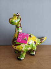 Load image into Gallery viewer, Pomme Pidou DIEGO DINOSAUR Camouflage Design Decoupage Ceramic Money Box Piggy Bank Money Bank With Stopper Collectable Gift 19cm NEW