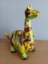 Load image into Gallery viewer, Pomme Pidou DIEGO DINOSAUR Camouflage Design Decoupage Ceramic Money Box Piggy Bank Money Bank With Stopper Collectable Gift 19cm NEW