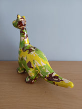 Load image into Gallery viewer, Pomme Pidou DIEGO DINOSAUR Camouflage Design Decoupage Ceramic Money Box Piggy Bank Money Bank With Stopper Collectable Gift 19cm NEW