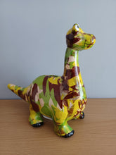 Load image into Gallery viewer, Pomme Pidou DIEGO DINOSAUR Camouflage Design Decoupage Ceramic Money Box Piggy Bank Money Bank With Stopper Collectable Gift 19cm NEW