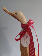 Load image into Gallery viewer, DCUK Natural Wooden Duck Ducklet Named GREGORY Hand Carved Gift Ornament 30cm Tall