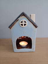 Load image into Gallery viewer, QUAY TRADERS Blue House Tea Light Holder Ceramic Gift NEW