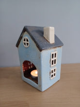 Load image into Gallery viewer, QUAY TRADERS Blue House Tea Light Holder Ceramic Gift NEW