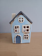 Load image into Gallery viewer, QUAY TRADERS Blue House Tea Light Holder Ceramic Gift NEW