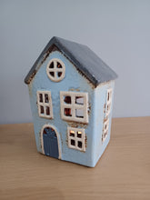 Load image into Gallery viewer, QUAY TRADERS Blue House Tea Light Holder Ceramic Gift NEW