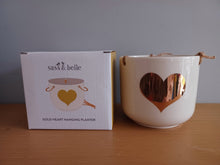 Load image into Gallery viewer, Sass & Belle Gold Heart Ceramic Hanging Planter Plant Pot