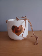 Load image into Gallery viewer, Sass & Belle Gold Heart Ceramic Hanging Planter Plant Pot
