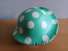 Load image into Gallery viewer, DCUK Toadstool Hedgy Wooden Hedgehog Green Spotty Toadstool Hat 9cm